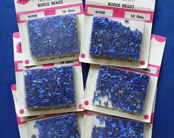 Cobalt Blue Bugle Beads, 4 mm, Set of 6 packs