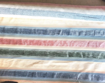 Multi-Color Striped Velour Upholstery Fabric 55" Wide