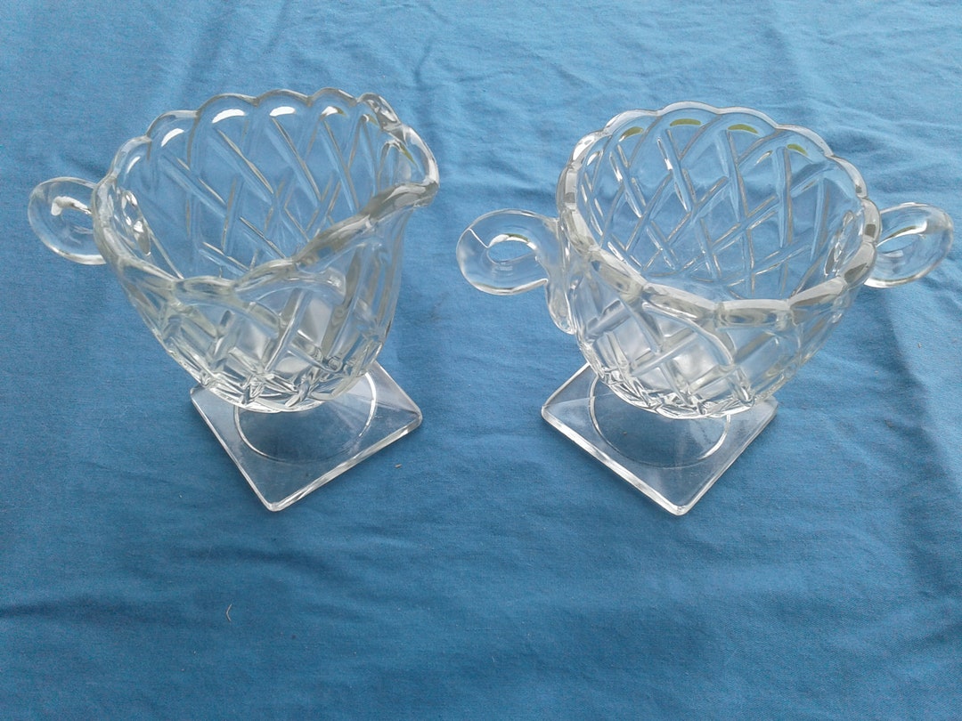 Vintage Clear Glass Sugar and Creamer in Indiana's Pretzel Etsy