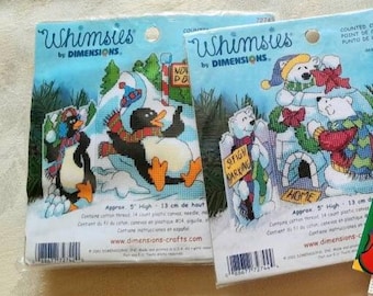 Winter-Themed Plastic Canvas Embroidery Kits, Set of 2