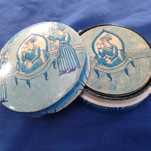 Hand painted Arabian-Themed Coaster Set Dark Aqua Color Scheme