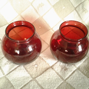 Vintage Royal Ruby Small Spherical Vases by Anchor Hocking Set of 2