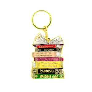 Black Literary Classics Gold Enamel Keychain: Book Lover Gift