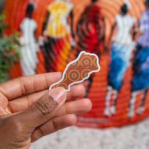Marokko gestanste sticker, Afrikaanse landen waterbestendige sticker, Afrikaanse kunst, sticker Noord-Afrika, Afrikaans-Amerikaanse sticker