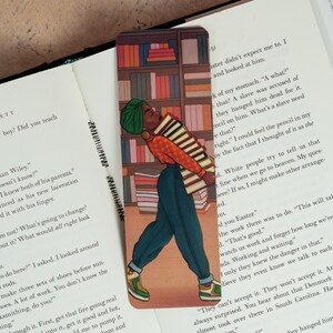 Black Girl Book Stack Bookmark: Illustrated Book Lover Gift
