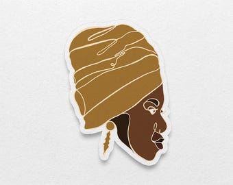 Afro Frau Wasserdichter Aufkleber: Wrap Line Art