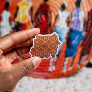 Pegatina troquelada de Sudán, pegatina resistente al agua de países africanos, arte africano, pegatinas de África oriental, pegatina afroamericana