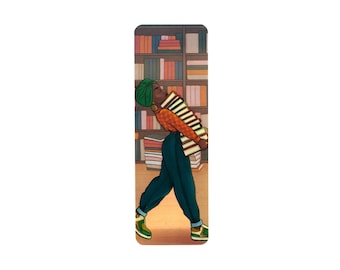 Lesezeichen Lesezeichen Schwarz Mädchen: Illustriertes Buch Geschenk