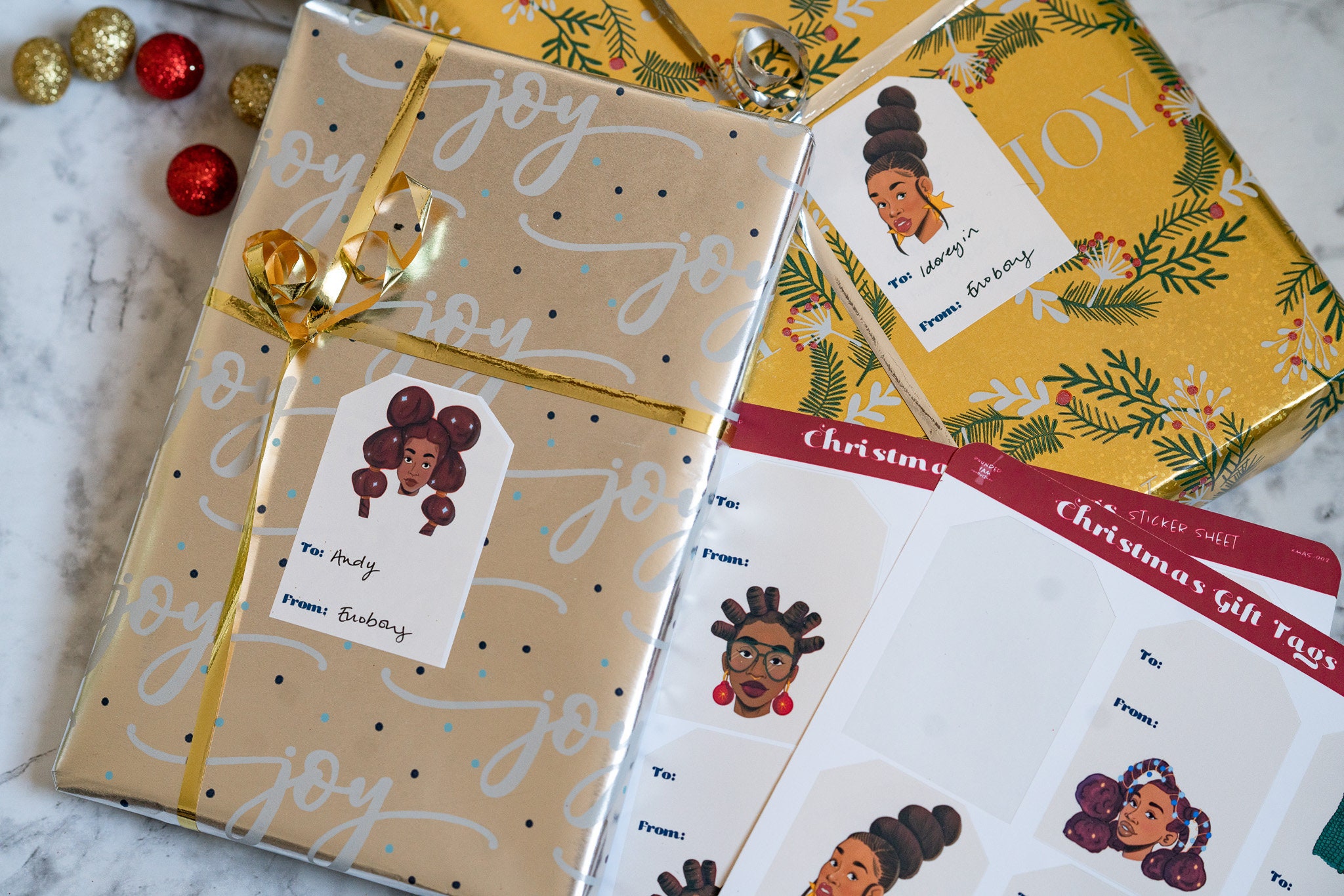 Black Girl Gift Tags Gift Tags Stickers Gift Tags Christmas Holiday ...