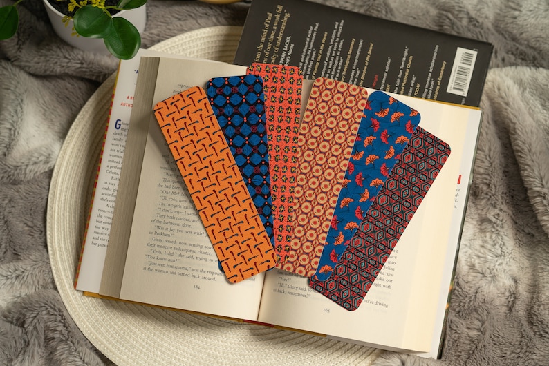 Ankara Print Bookmark, African Print Book Mark, Ethnic Pattern Bookmark, African American Book Mark, Bright Graphic Bookmark, Bold Colorful image 1