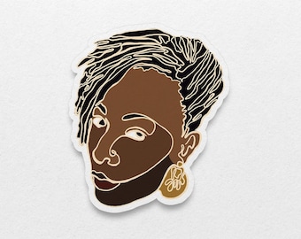 Afro Frau wasserdicht Aufkleber: Locks Line Art