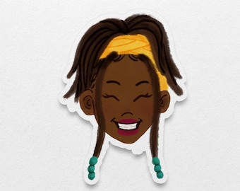Schwarze Mädchen Vinyl Sticker: Loks, illustrierter Stickerbogen