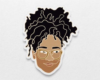 Afro Frau wasserdicht Aufkleber: Lockere Locken Linie Kunst