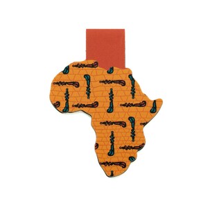 Segnalibro magnetico con stampa africana: bastoni da passeggio Ankara, forma di continente