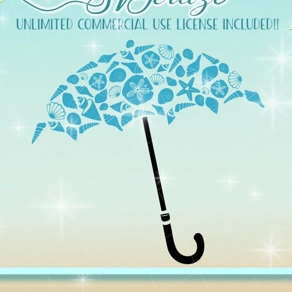 Seashell Umbrella SVG Files for Cricut Silhouette - Dxf Eps Pdf Png Included