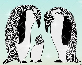 Download Penguin zentangle | Etsy