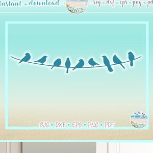 Vogels op een gebogen draad SVG-bestanden voor Cricut Silhouette - dxf eps pdf png inbegrepen