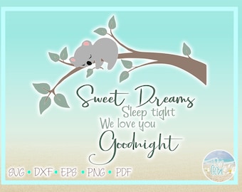 Sweet Dreams I Love You Goodnight SVG DXF EPS Cutting File for