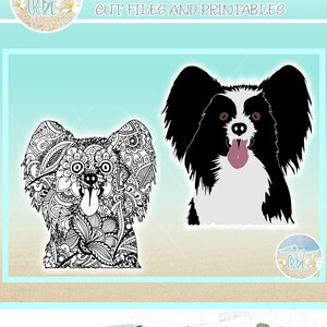 Papillon hondenras Mandala Zentangle bundel SVG-bestanden voor Cricut Silhouette - dxf eps pdf png inbegrepen