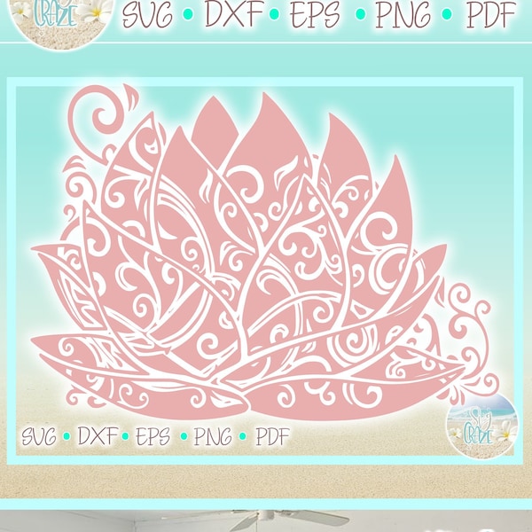 Lotus Water Lily Flower Mandala SVG Files for Cricut Silhouette - Dxf Eps Pdf Png Included