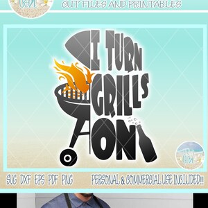 Ik zet grills aan leuk papa citaat met grill en vlammen SVG-bestanden voor Cricut Silhouette - dxf eps pdf png inbegrepen