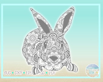 Easter Bunny Mandala Zentangle SVG Files for Cricut Silhouette - Dxf Eps Pdf Png Included