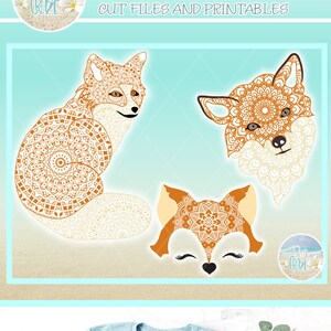 Renard Mandala Zentangle Fichiers SVG pour Cricut Silhouette - Dxf Eps Pdf Png inclus