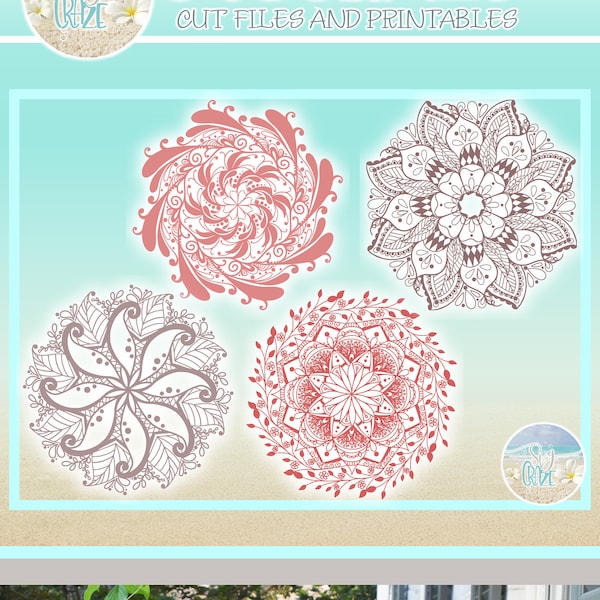 Hand Drawn Mandala Zentangle Bundle SVG Files for Cricut Silhouette - Dxf Eps Pdf Png Included