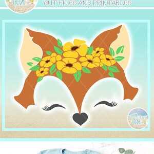 Fox Face With Flower Headband SVG Files for Cricut Silhouette, Sublimation - Commercial Use