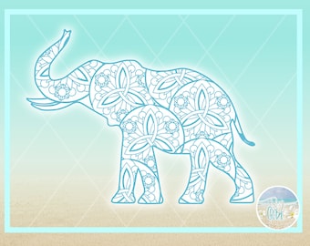 Éléphant Mandala Zentangle Fichiers SVG pour Cricut Silhouette - Dxf Eps Pdf Png inclus