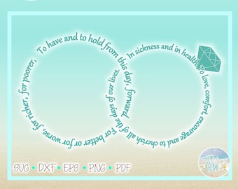 Wedding Vows Rings Engagement Marriage Bride Groom SVG Files for Cricut Silhouette - Dxf Eps Pdf Png Included