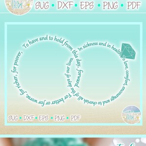 Votos de boda Anillos Compromiso Matrimonio Novia Novio Archivos SVG para Cricut Silueta - Dxf Eps Pdf Png Incluido