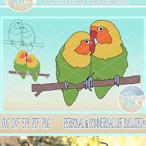 Archivos SVG de pareja Lovebird para Cricut Silhouette - Dxf Eps Pdf Png incluido