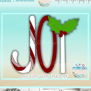 JOY with Holly SVG Files for Cricut Silhouette - Dxf Eps Pdf Png Included
