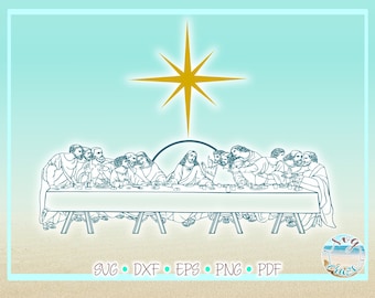 Christmas SVG, The Last Supper SVG Dxf Eps Pdf PNG Files for Cricut, Silhouette, Sublimation