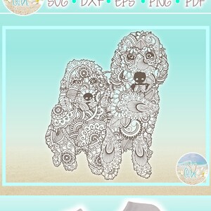 Goldendoodle Hund Mandala Zentangle SVG Dxf Eps Png PDF-Dateien für Cricut Silhouette Tragetaschen Tshirts Abziehbild Sublimation