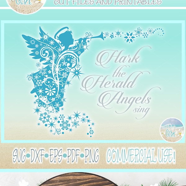 Hark The Herald Angels Sing Christmas SVG Files for Cricut Silhouette - Dxf Eps Pdf Png Included