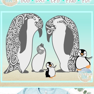 Penguin Mandala Zentangle Archivos SVG para Cricut Silhouette - Dxf Eps Pdf Png incluido