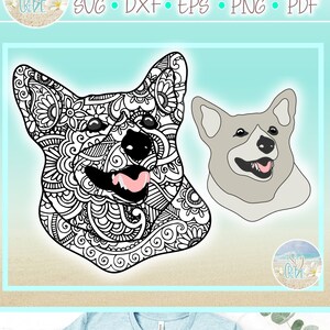 Corgis Hund Mandala Zentangle SVG-Dateien für Cricut Silhouette - Dxf Eps Pdf Png enthalten