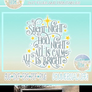 Stille Nacht Songtekst vakantie verticale kerst teken SVG-bestanden voor Cricut Silhouette - dxf eps pdf png inbegrepen