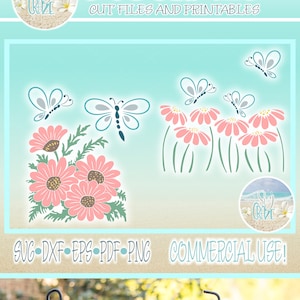 Butterflies And Daisies SVG Files for Cricut Silhouette - Dxf Eps Pdf Png Included