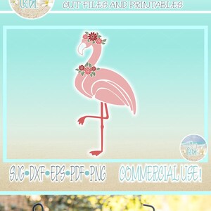 Flamingo mit Blumen SVG-Dateien für Cricut Silhouette - Dxf Eps Pdf Png enthalten
