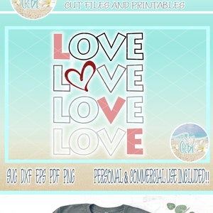 AMOR con archivos SVG de corazón para Cricut Silhouette - Dxf Eps Pdf Png incluido - Love Heart Svg - Heart Cut File - Love Quote Svg