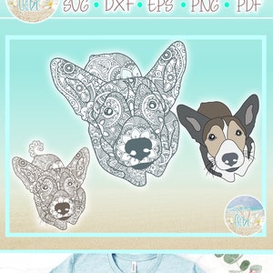 Corgis Hund Mandala Zentangle SVG-Dateien für Cricut Silhouette - Dxf Eps Pdf Png enthalten