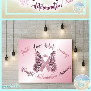 Breast Cancer Ribbon Butterfly Awareness SVG Files for Cricut Silhouette - Dxf Eps Pdf Png Included