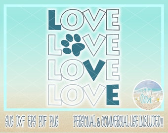 Husdjurskärlek Pawprint SVG-filer för Cricut Silhouette - Dxf Eps Pdf Png ingår