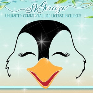 Pingüino con pestañas Pingüino Archivos SVG para Cricut Silhouette - Dxf Eps Pdf Png incluido