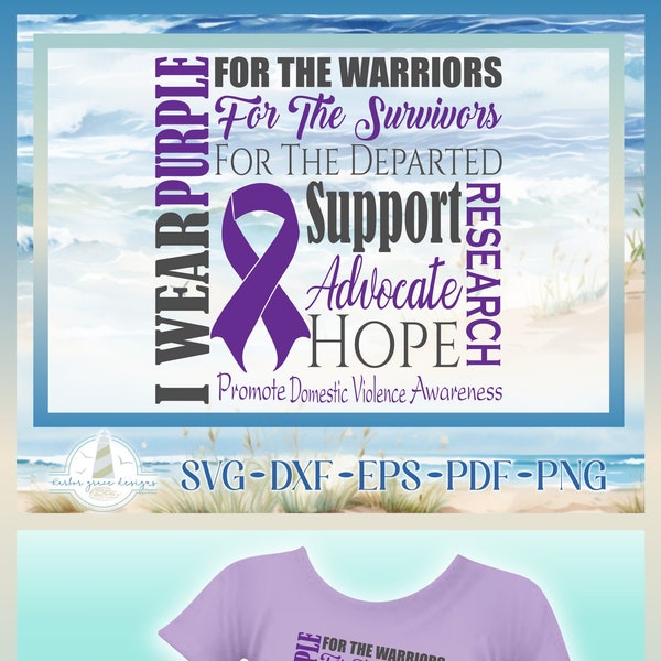 I WEAR PURPLE, Domestic Violence Ribbon Svg, Promote DV Awareness, Vinyl Decal Cut File, Svg files for Cricut Silhouette Glowforge, etc.