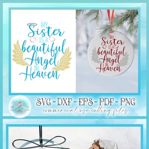 Memorial Quote My Sister Is A Beautiful Angel In Heaven SVG-bestanden voor Cricut Silhouette - dxf eps pdf png inbegrepen