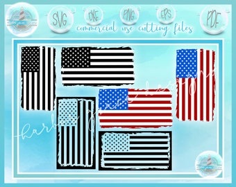 Tattered USA Flag with Stencils SVG Files for Cricut Silhouette - Dxf Eps Pdf Png Included